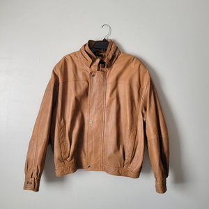 Vera Pelle Leather Biker Jacket Men's Brown Aviator Racing Bomber Vintage